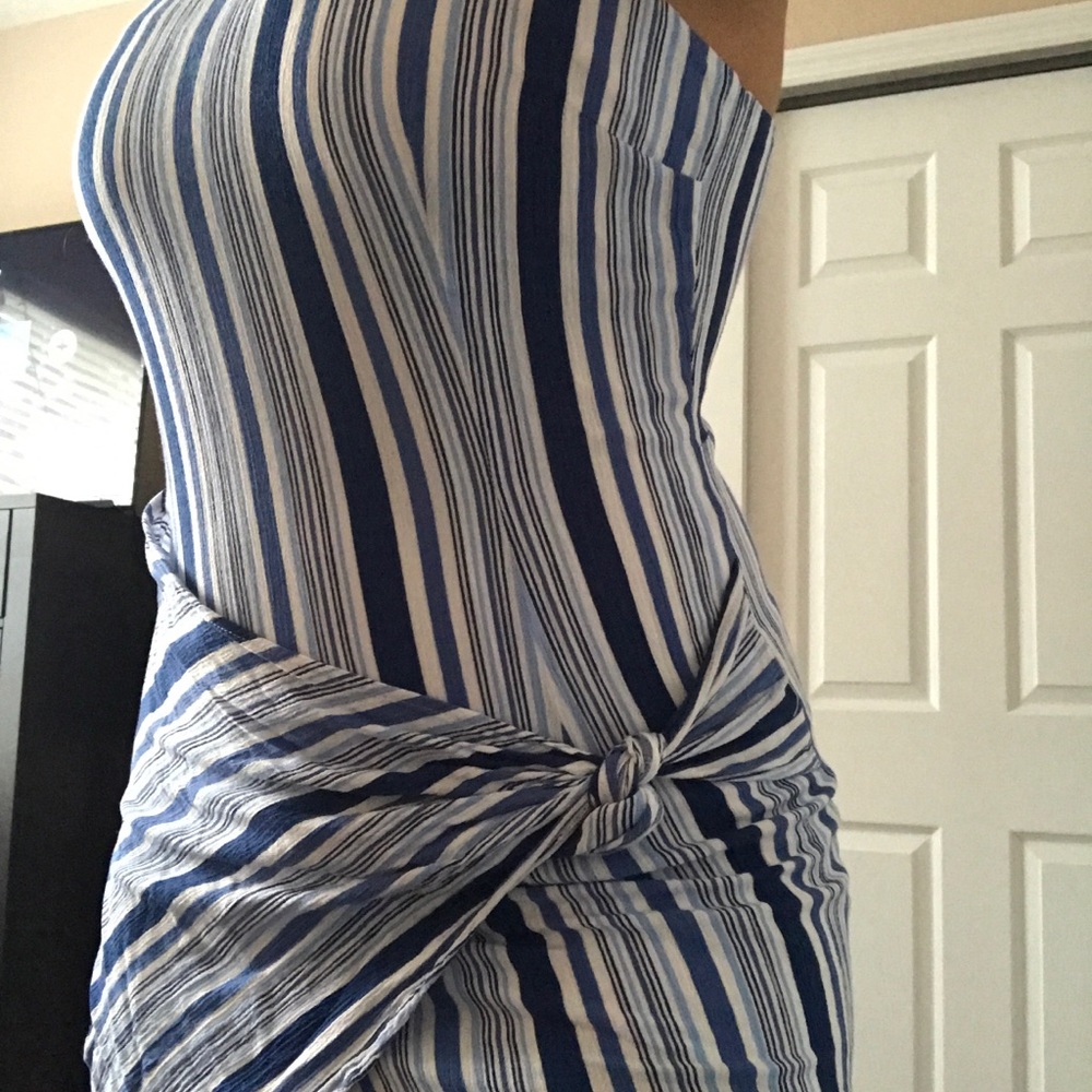 White and blue stripped dress